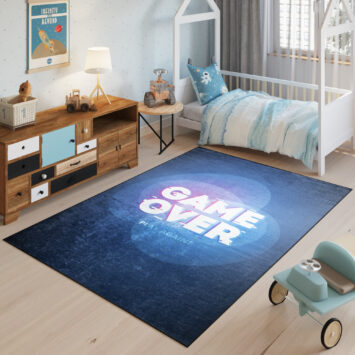 Teppich Emma Rutschfest Waschbar Marineblau Game Over