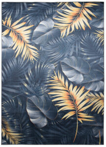 Teppich Toscana Dunkelblau Gelb Jungle Blätter