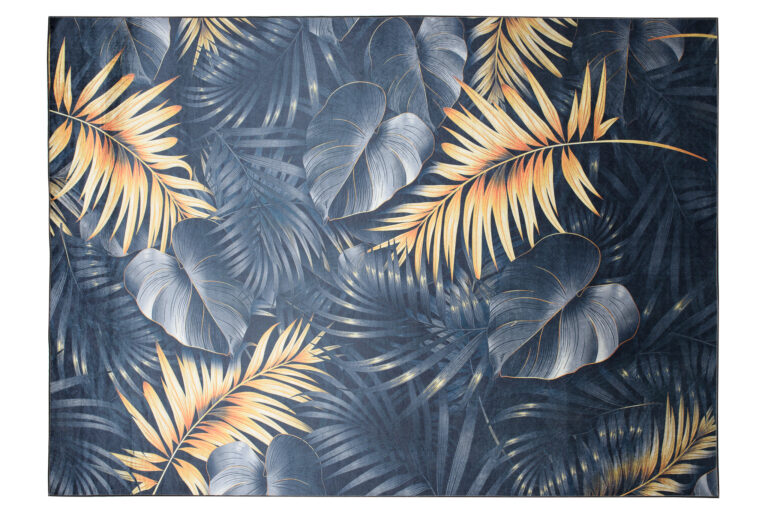 Teppich Toscana Dunkelblau Gelb Jungle Blätter