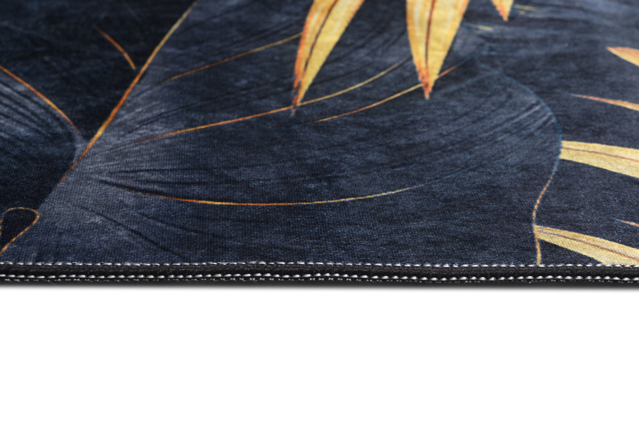 Teppich Toscana Dunkelblau Gelb Jungle Blätter