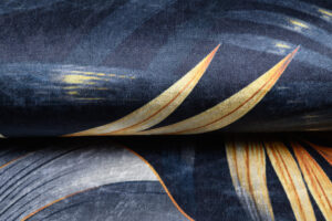 Teppich Toscana Dunkelblau Gelb Jungle Blätter