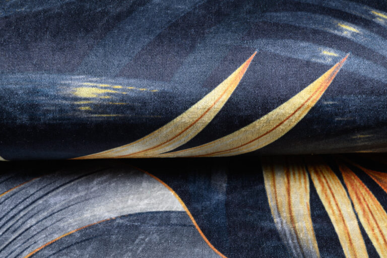 Teppich Toscana Dunkelblau Gelb Jungle Blätter