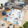 Teppich Toscana Geometrisch Quadrate Pastellfarben