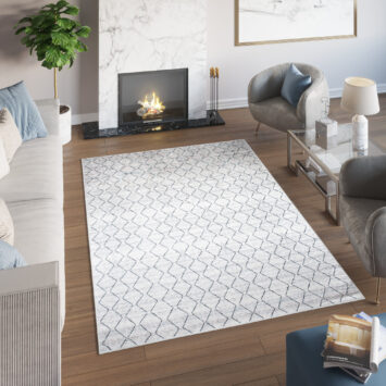 Teppich Toscana Geometrisch Grau Marineblau Zickzack