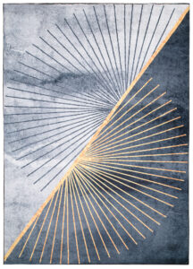 Teppich Toscana Grau Golden Strahlen Anti-Rutsch