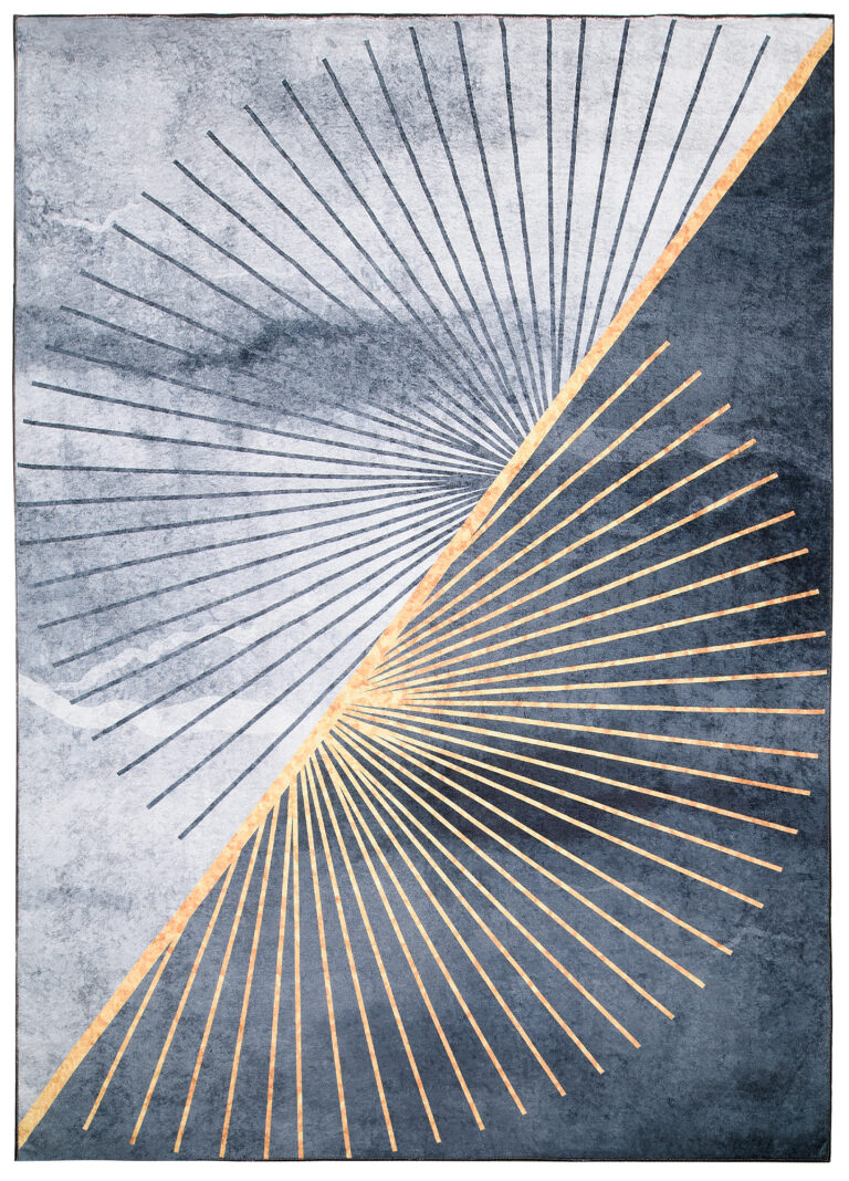 Teppich Toscana Grau Golden Strahlen Anti-Rutsch