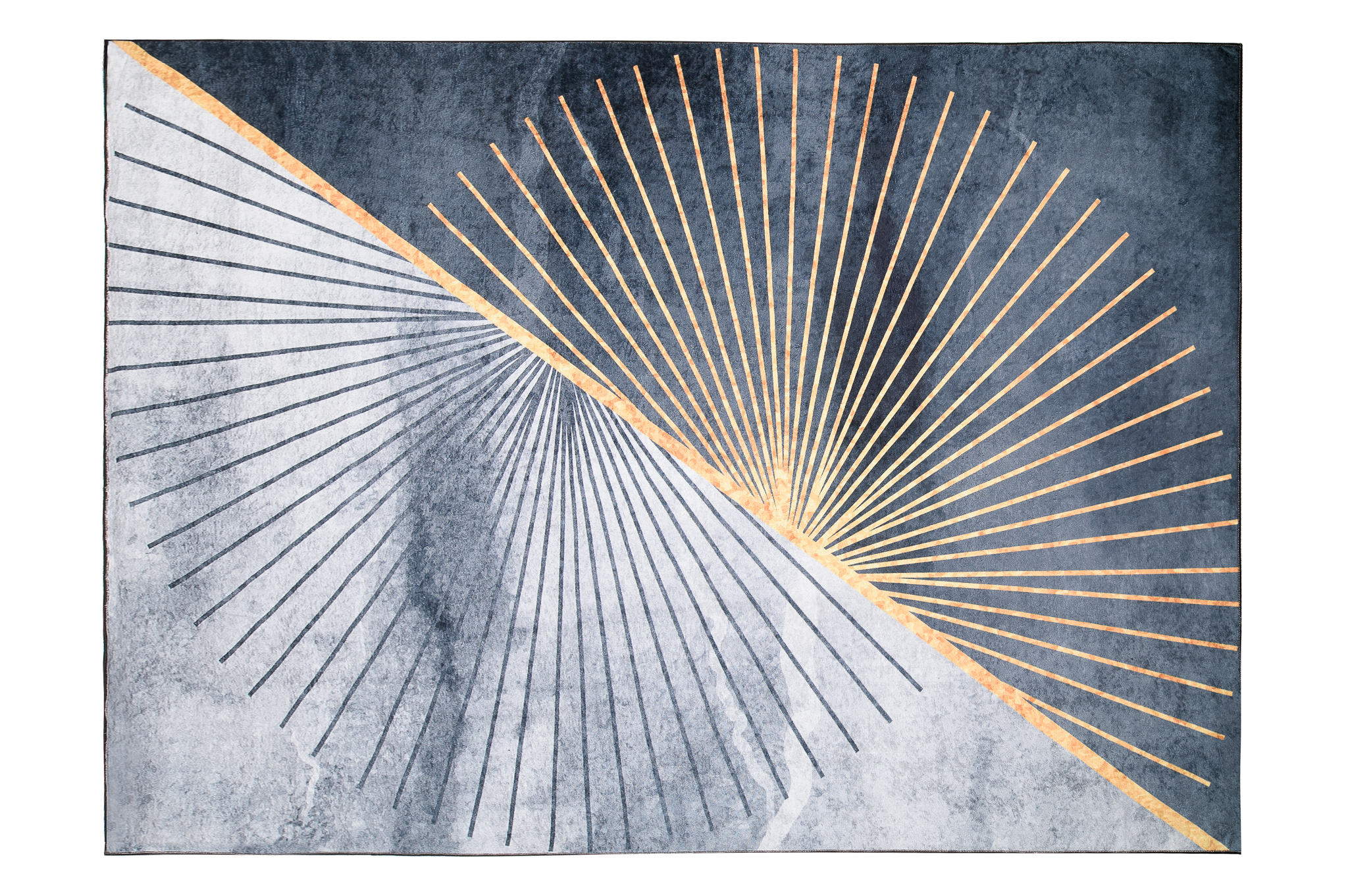 Teppich Toscana Grau Golden Strahlen Anti-Rutsch