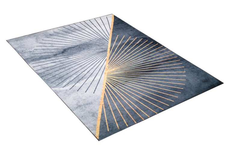 Teppich Toscana Grau Golden Strahlen Anti-Rutsch