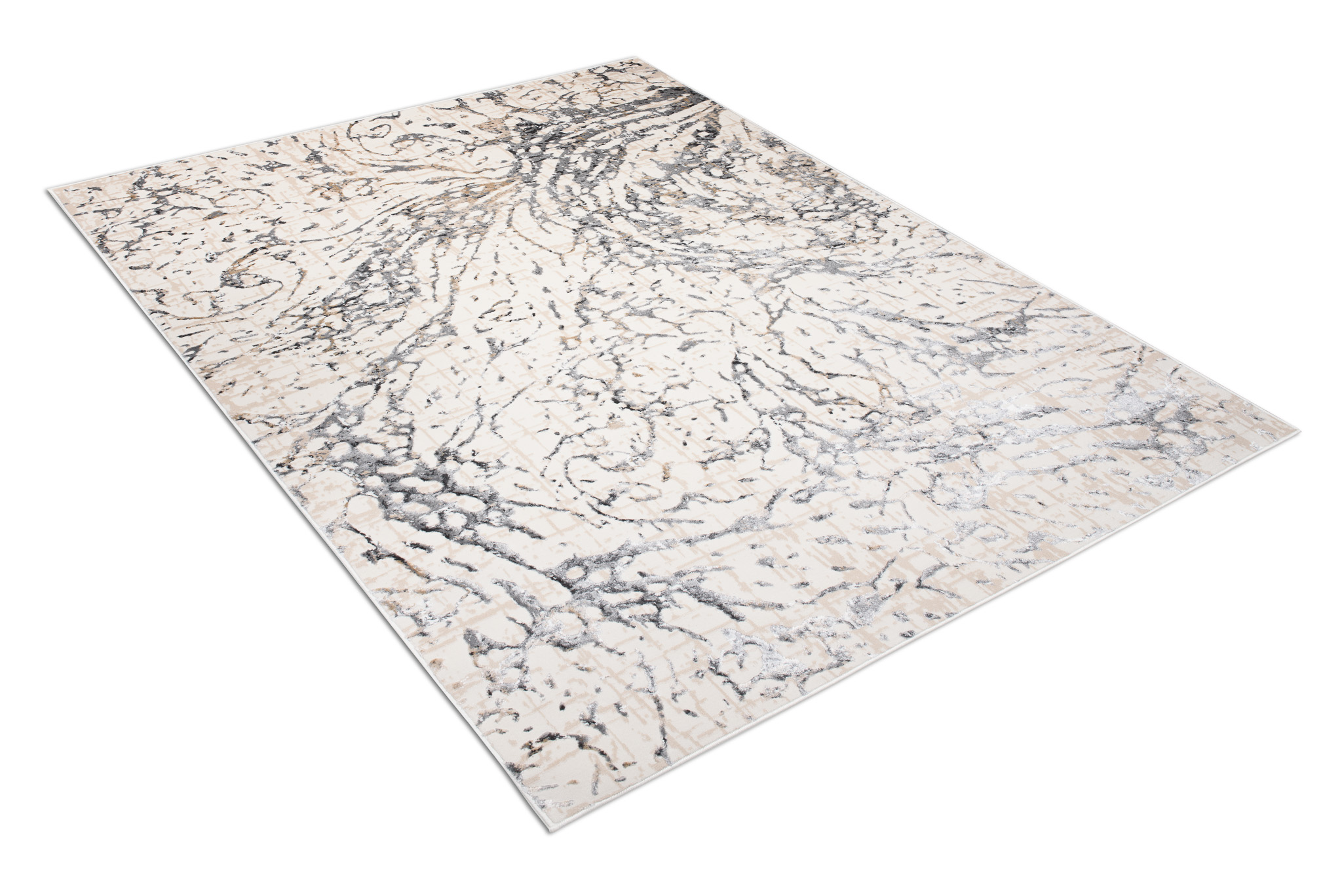 Teppich Hera Creme Grau Beige Wellen 3D-Effekt