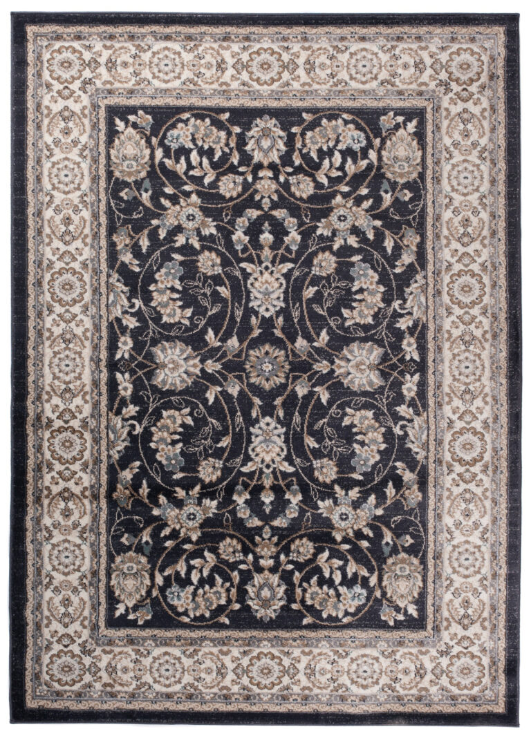 Teppich Colorado Traditioneller Schwarz Creme Floral