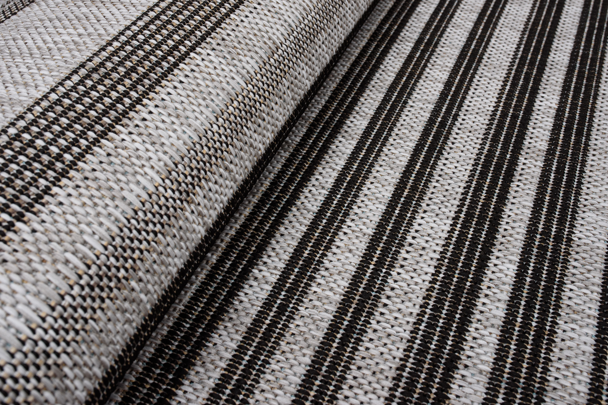 Teppich Melissa Grau Schwarz Streifen Indoor Outdoor