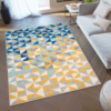 Teppich Lazur Grau Mehrfarbig Geometrisch Kleine Dreiecke