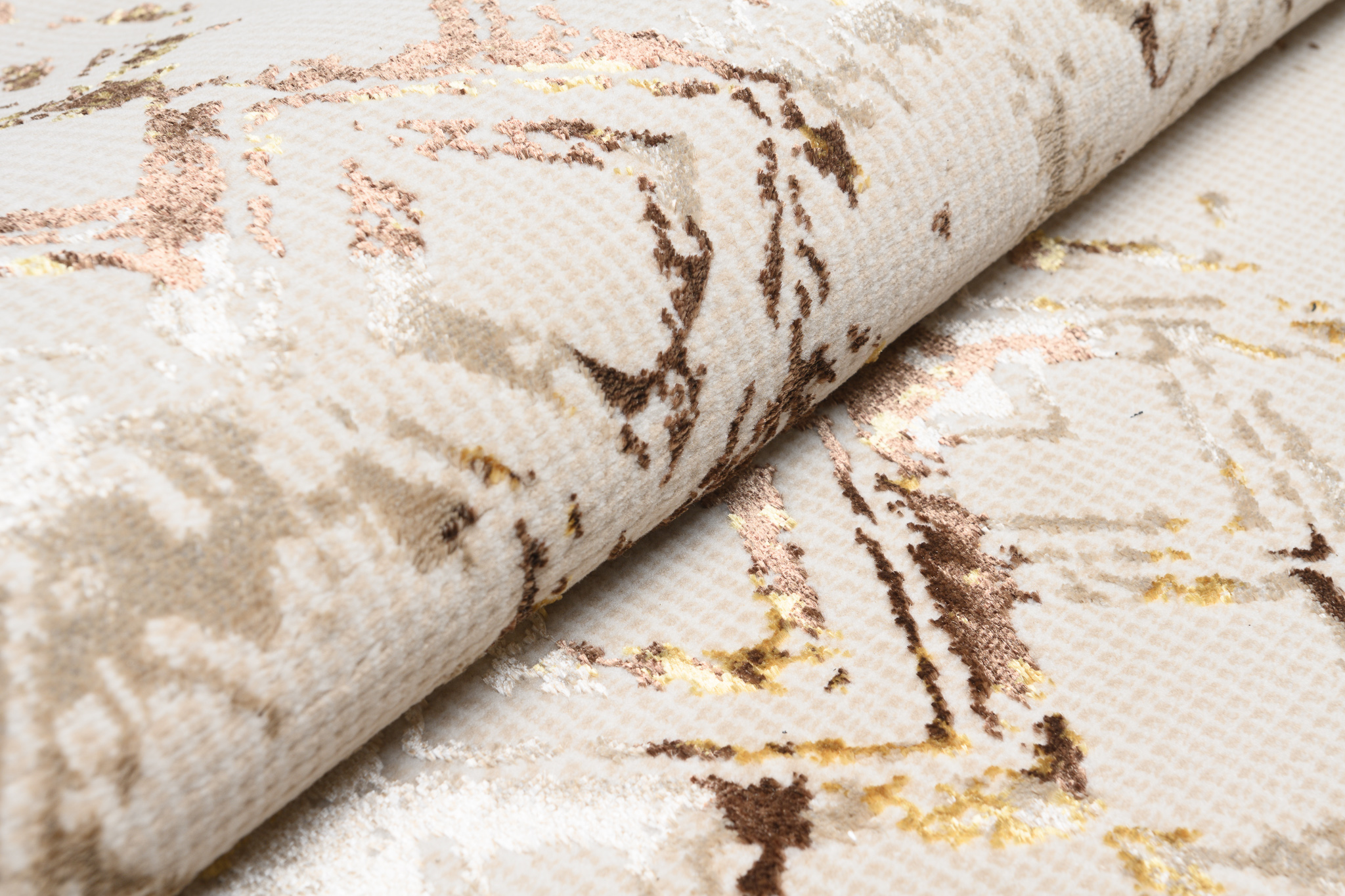 Teppich Golden Creme Gold Raute Meliert