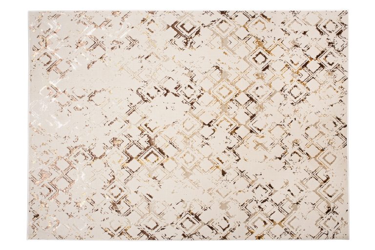 Teppich Golden Creme Gold Raute Meliert