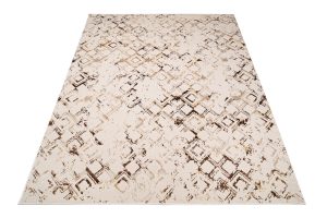 Teppich Golden Creme Gold Raute Meliert