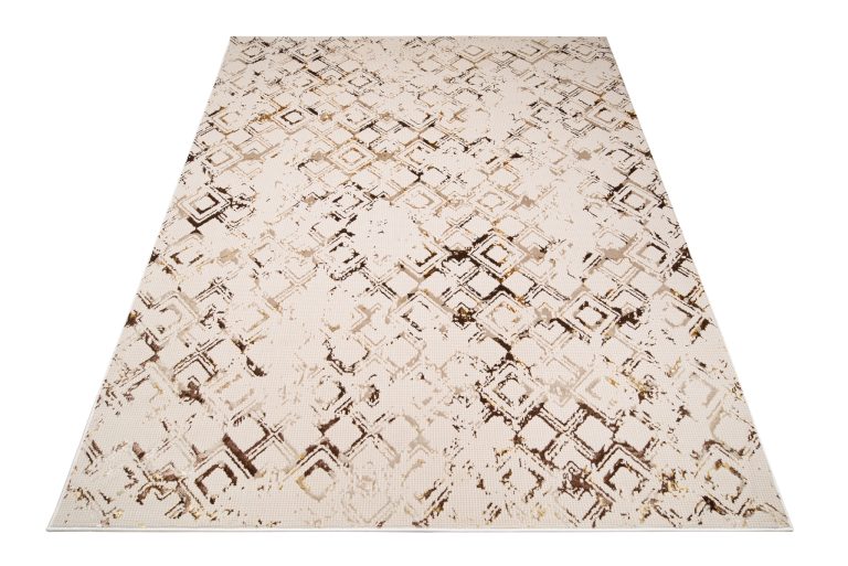 Teppich Golden Creme Gold Raute Meliert