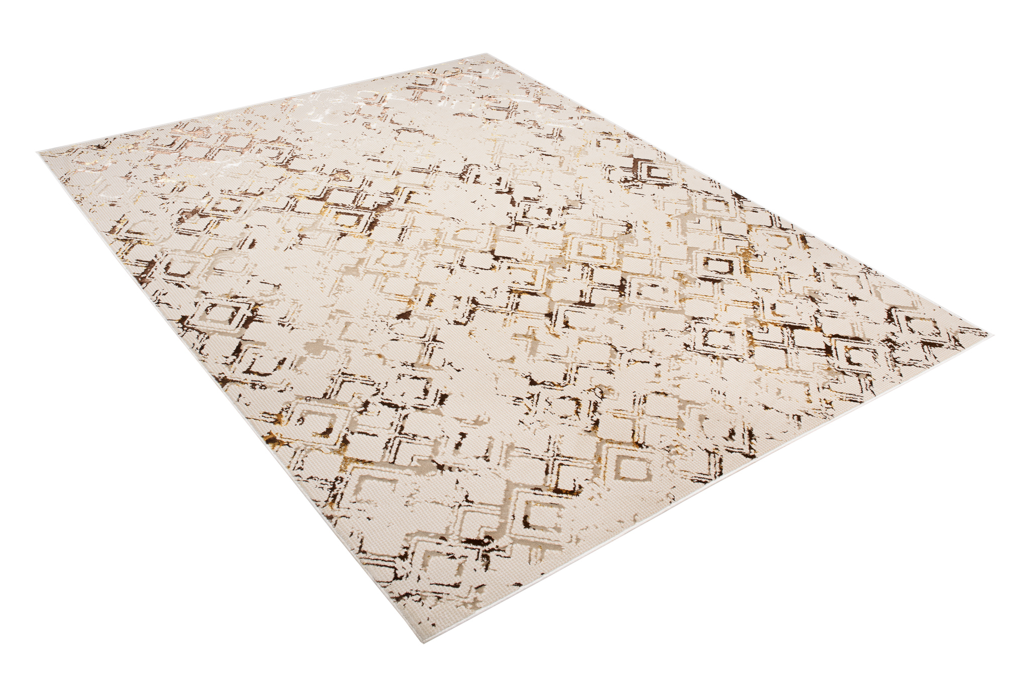 Teppich Golden Creme Gold Raute Meliert