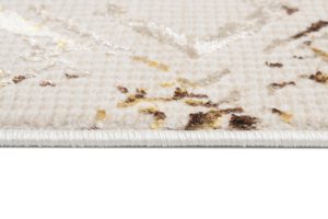 Teppich Golden Creme Gold Raute Meliert