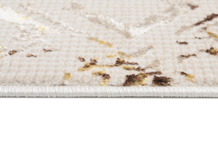 Teppich Golden Creme Gold Raute Meliert