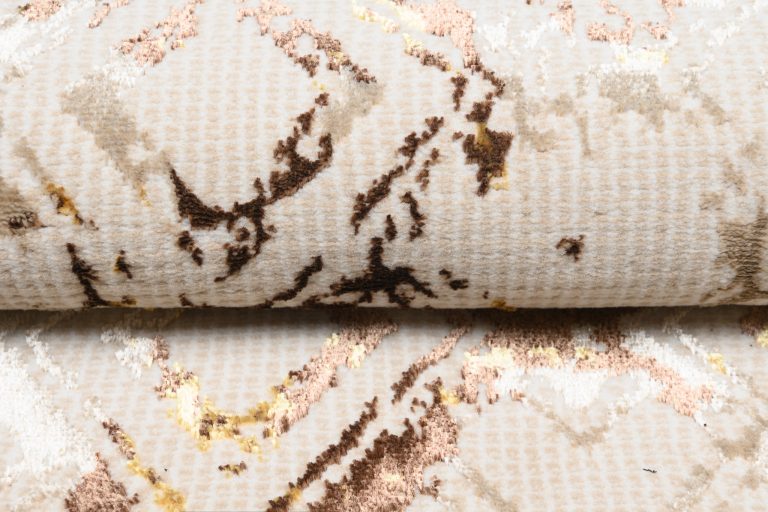 Teppich Golden Creme Gold Raute Meliert