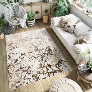 Teppich Golden Creme Braun Abstrakt