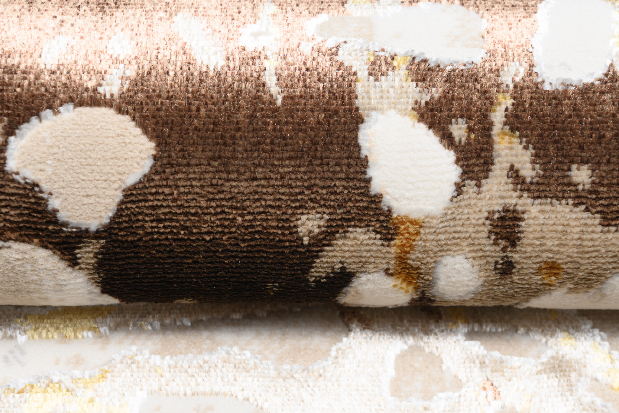 Teppich Golden Creme Braun Abstrakt