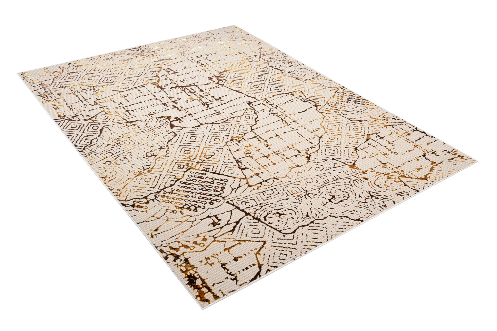 Teppich Golden Creme Gold Patchwork