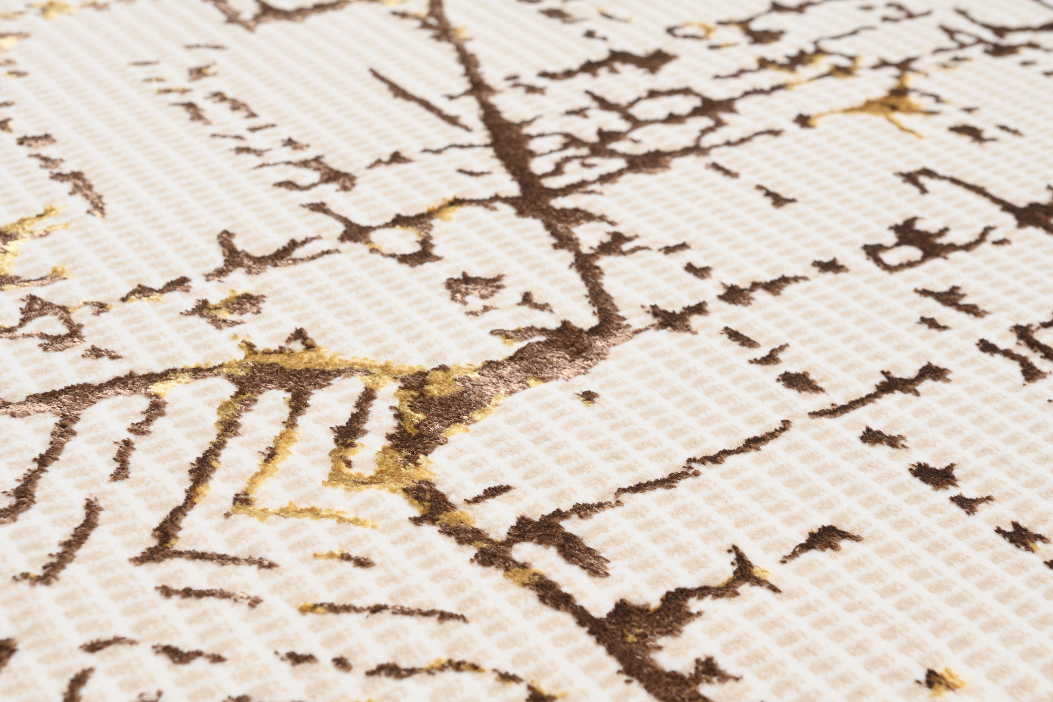 Teppich Golden Creme Gold Patchwork