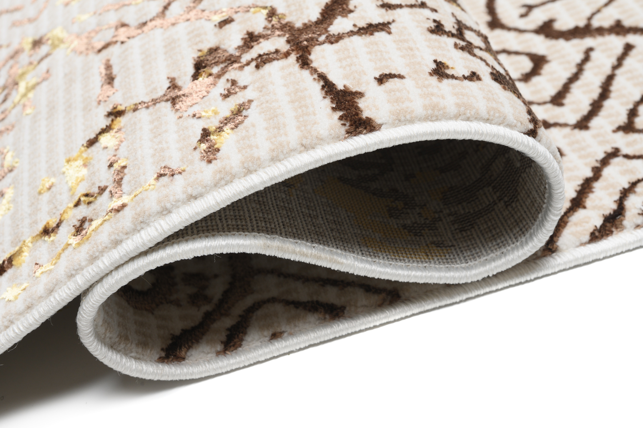Teppich Golden Creme Gold Patchwork