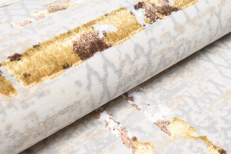 Teppich Golden Creme Gold Rahmen Meliert