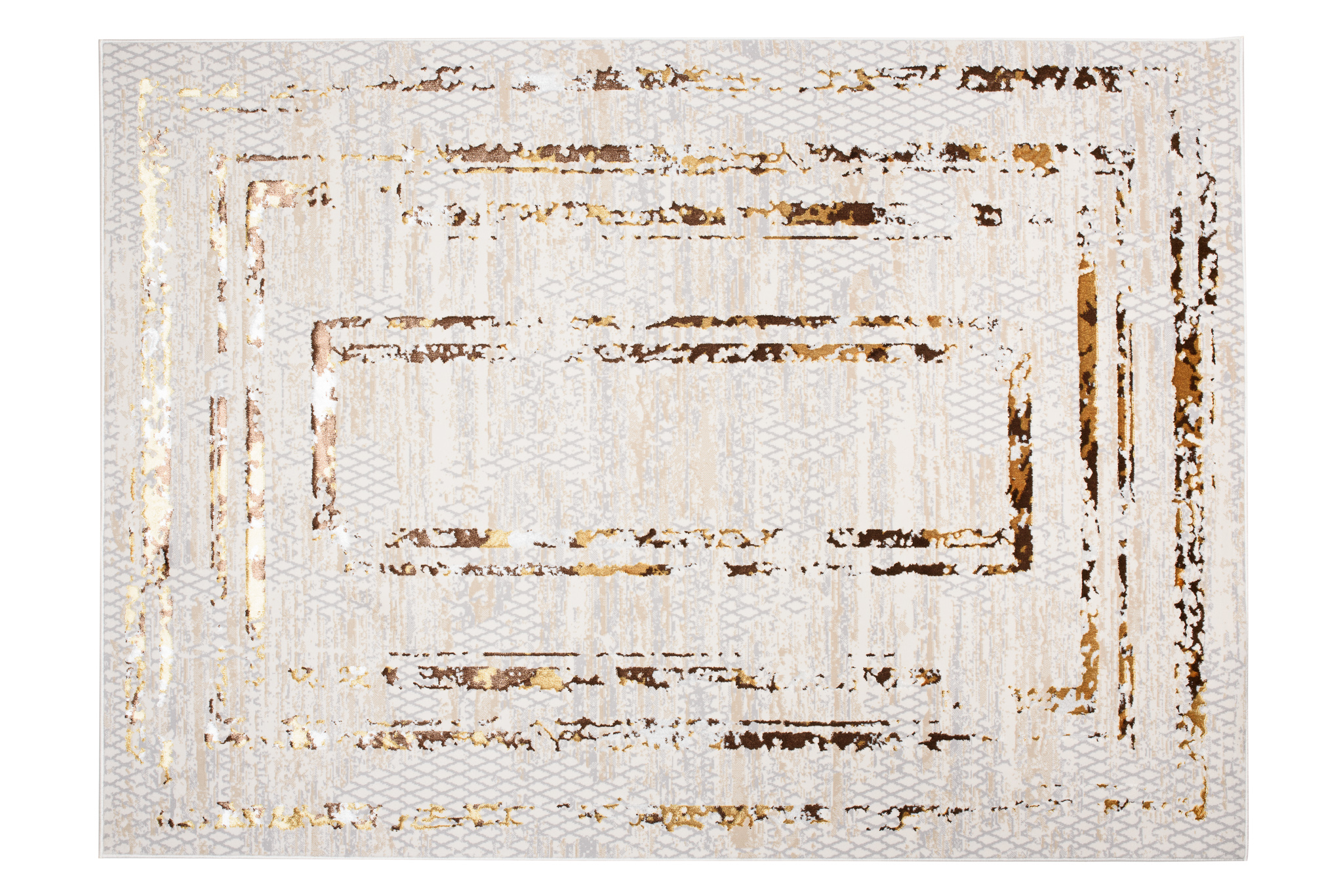 Teppich Golden Creme Gold Rahmen Meliert