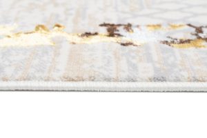 Teppich Golden Creme Gold Rahmen Meliert