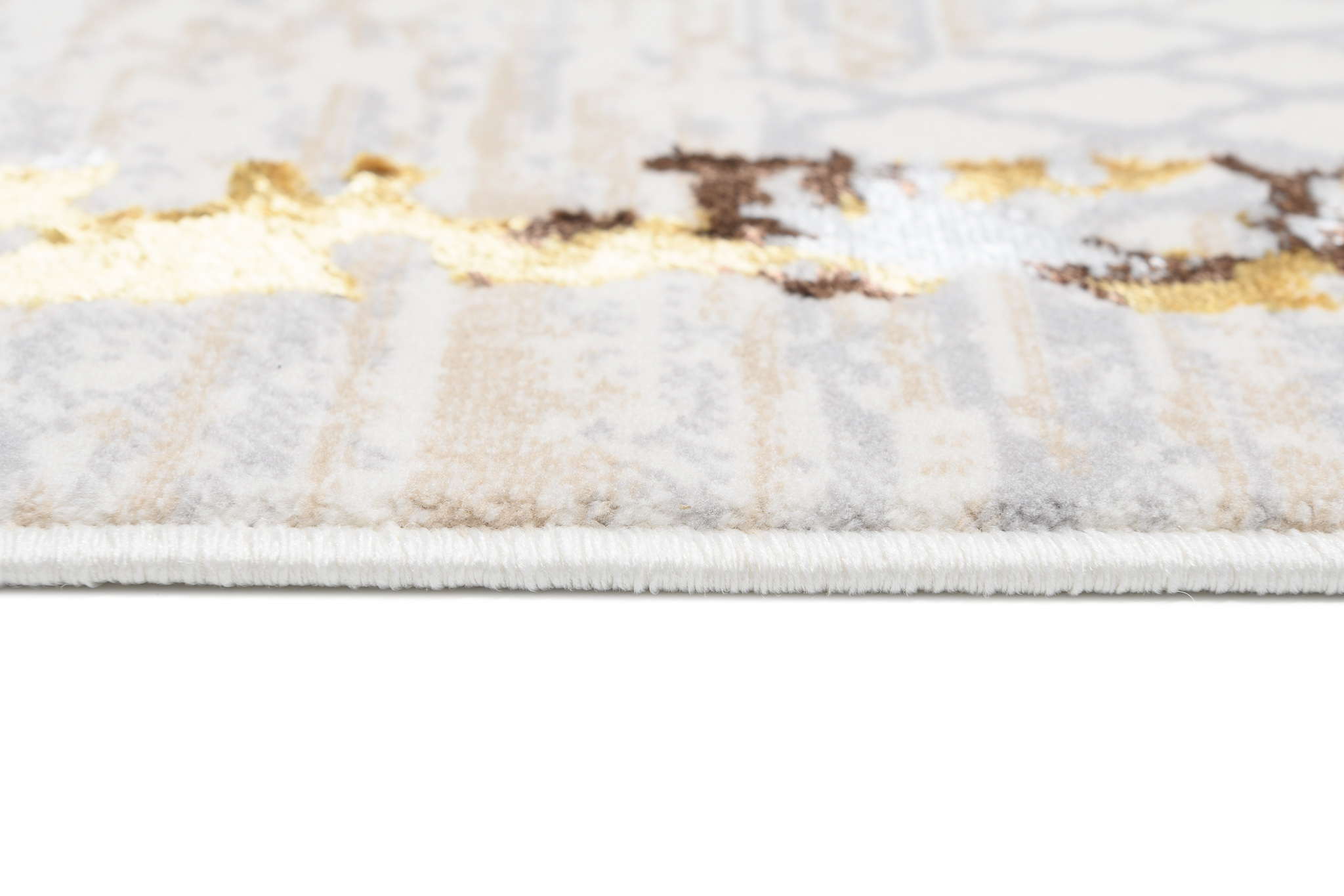 Teppich Golden Creme Gold Rahmen Meliert