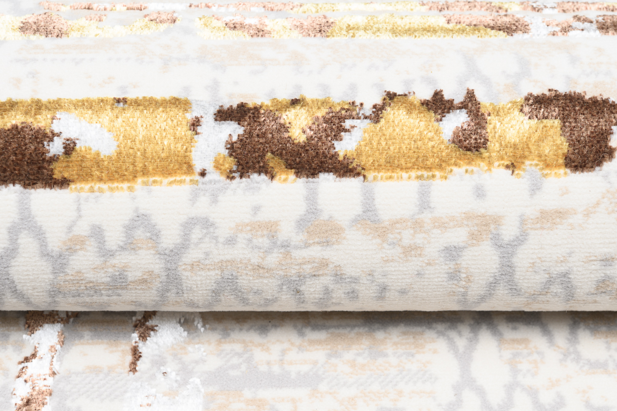 Teppich Golden Creme Gold Rahmen Meliert