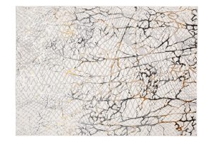 Teppich Golden Creme Gold Grau Schlangenleder Motiv