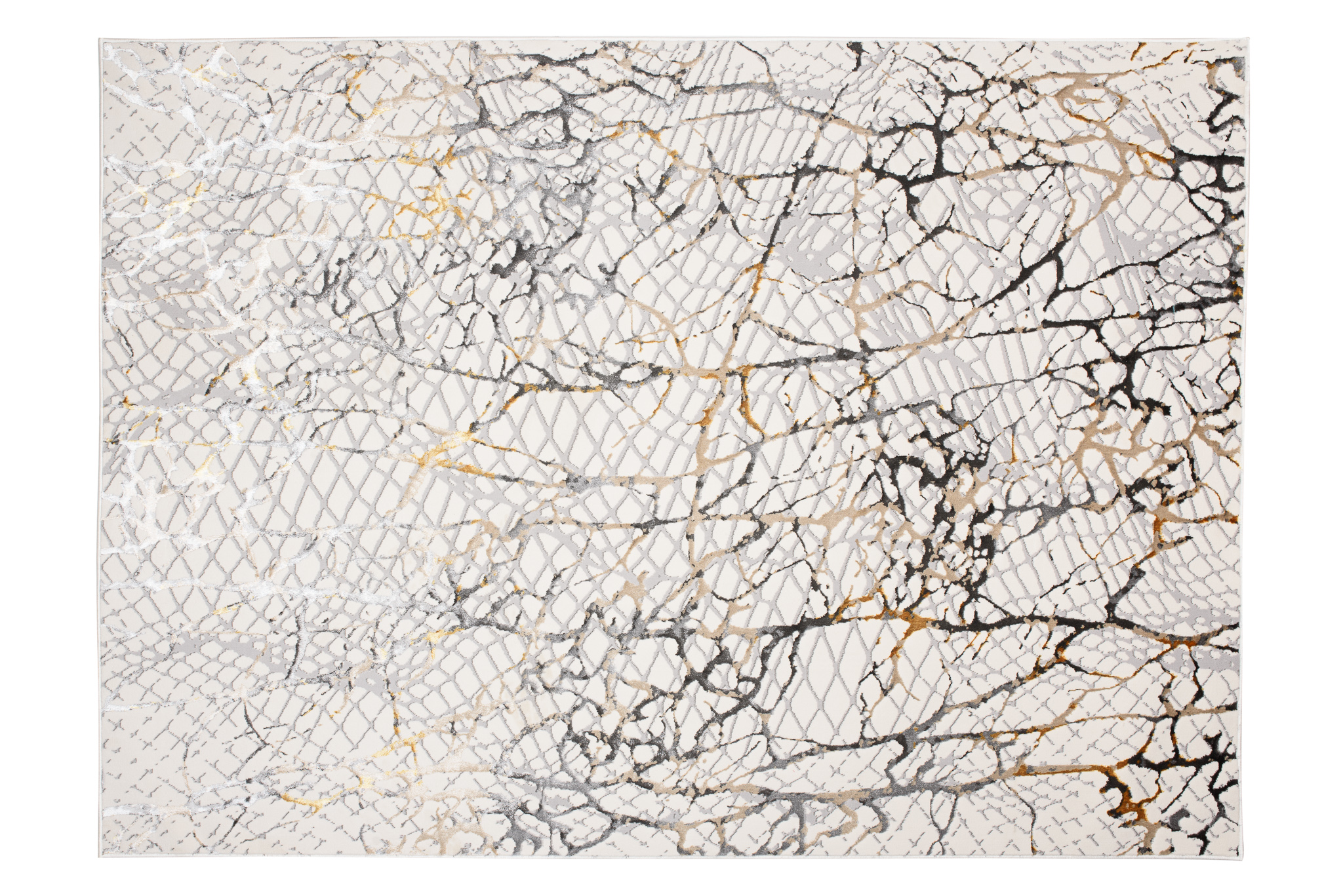 Teppich Golden Creme Gold Grau Schlangenleder Motiv