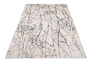 Teppich Golden Creme Gold Grau Schlangenleder Motiv