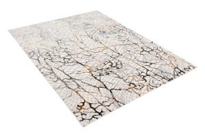 Teppich Golden Creme Gold Grau Schlangenleder Motiv