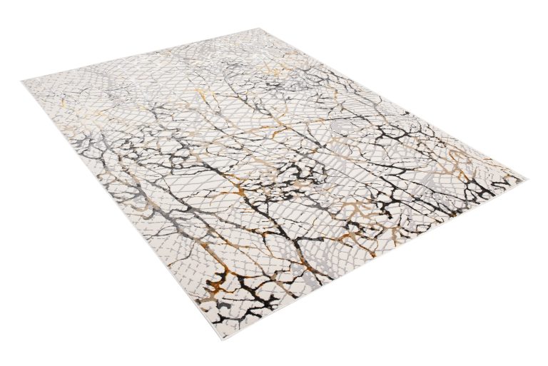 Teppich Golden Creme Gold Grau Schlangenleder Motiv