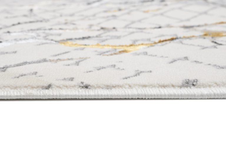 Teppich Golden Creme Gold Grau Schlangenleder Motiv