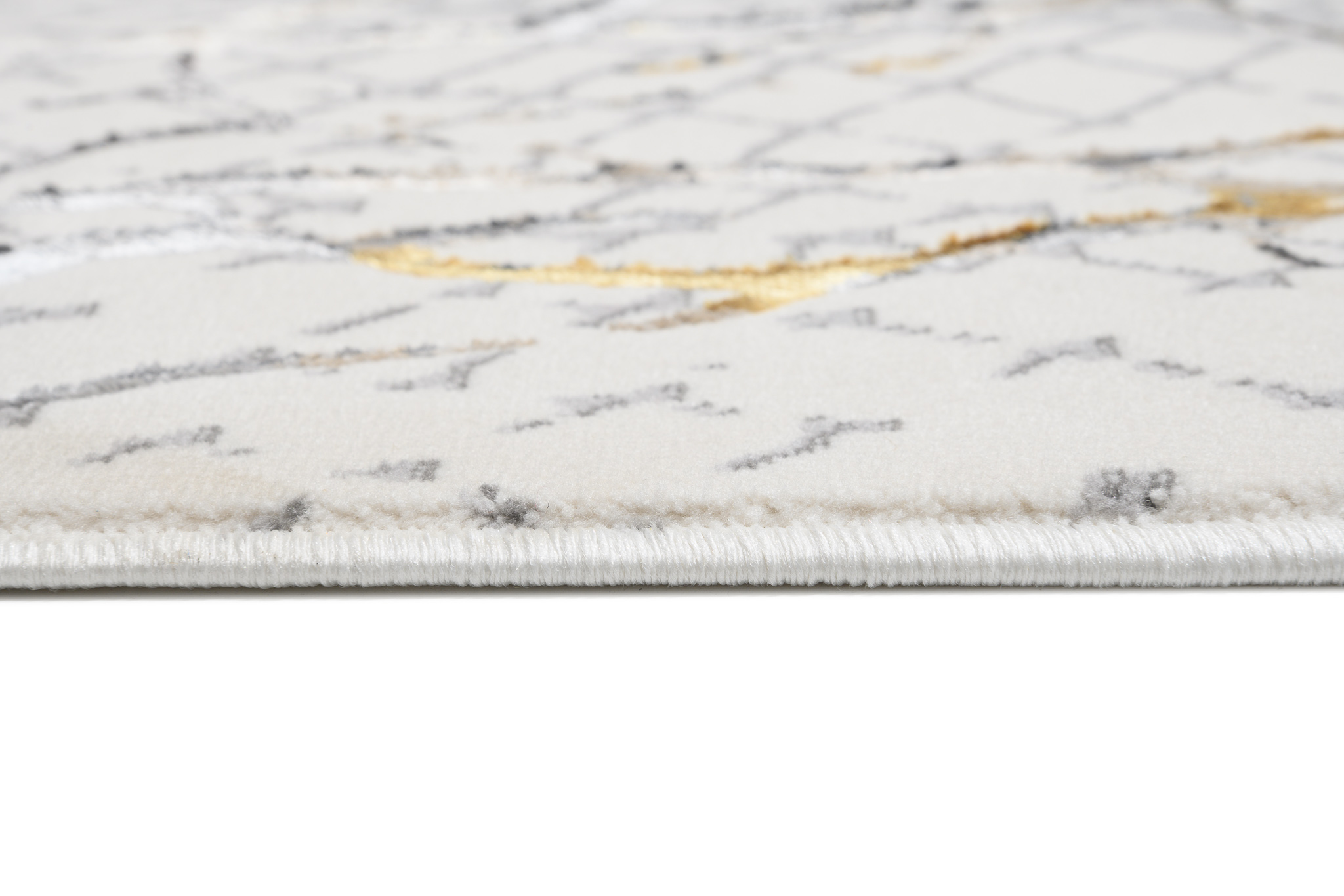 Teppich Golden Creme Gold Grau Schlangenleder Motiv