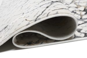 Teppich Golden Creme Gold Grau Schlangenleder Motiv