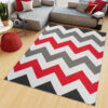 Teppich Maya Grau Rot Geometrisch Zigzags