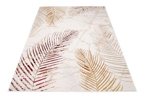 Teppich Golden Creme Gold Rot Blätter