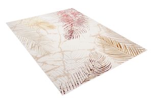 Teppich Golden Creme Gold Rot Blätter