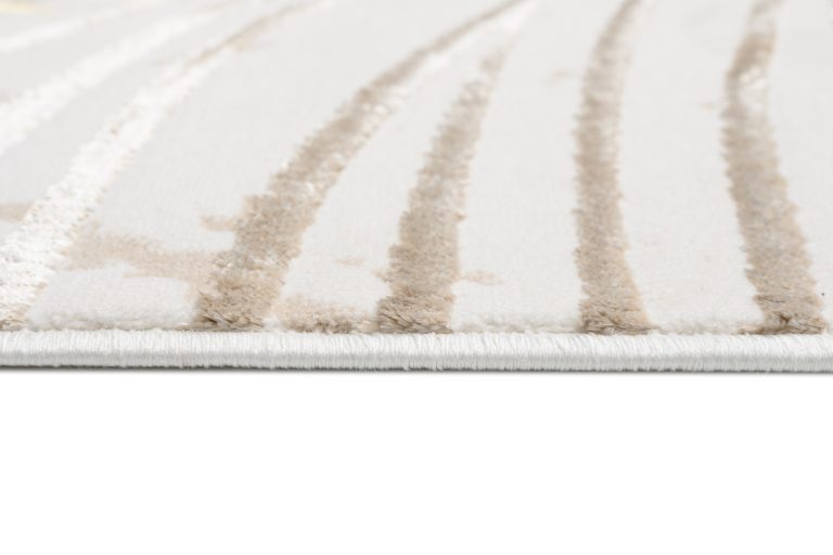 Teppich Golden Creme Gold Rot Blätter