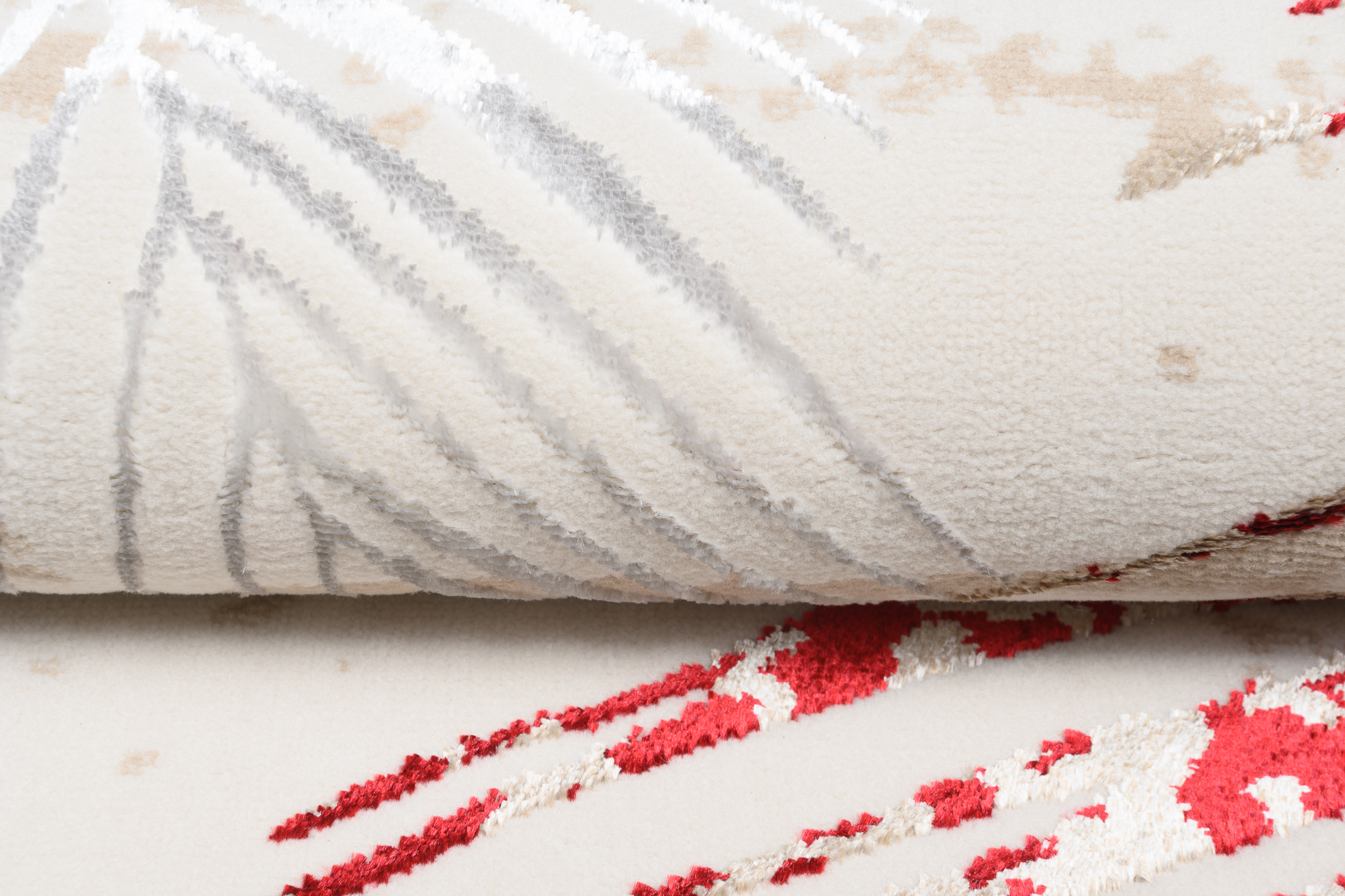 Teppich Golden Creme Gold Rot Blätter