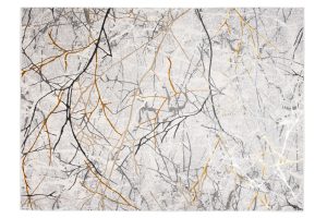 Teppich Golden Grau Gold Braun Linien