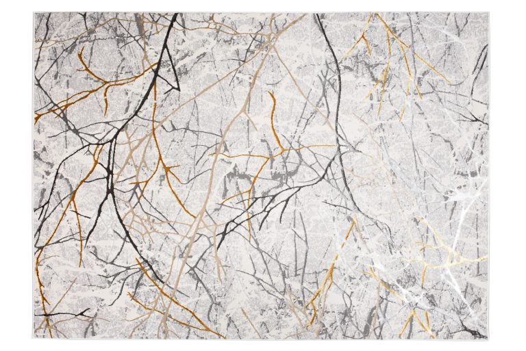 Teppich Golden Grau Gold Braun Linien