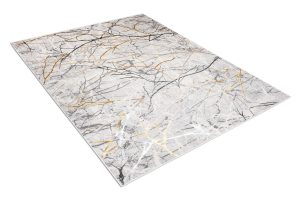 Teppich Golden Grau Gold Braun Linien